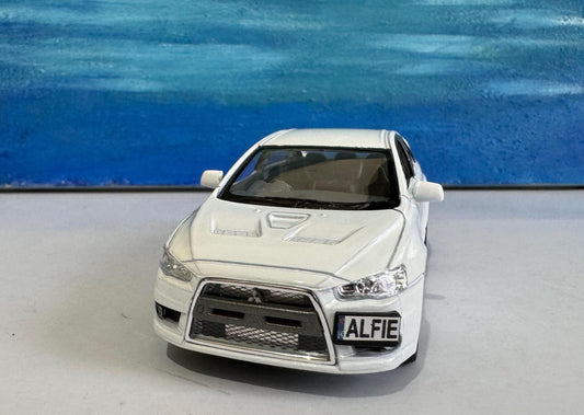 Mitsubishi Lancer Evo X Licensed Diecast Model Car - Personalized Name Plate - Gift for Boy, Dad, Uncle, Grandad, Brother, Sister, Mom Boxed