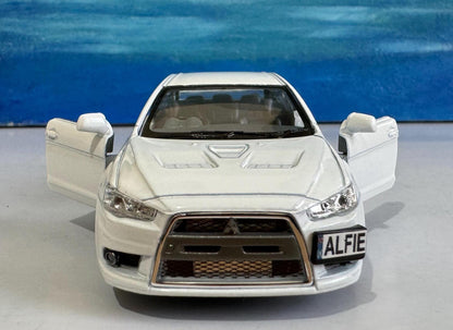 Mitsubishi Lancer Evo X Licensed Diecast Model Car - Personalized Name Plate - Gift for Boy, Dad, Uncle, Grandad, Brother, Sister, Mom Boxed