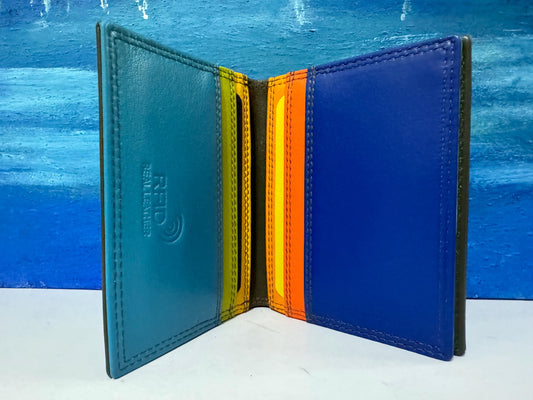 Olive/black prime hide, Soft Nappa leathers Multi Colour Credit Card Holder wallet birthday gift present – Gift Boxed- 6090