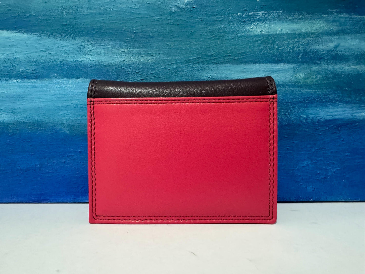 Premium Nappa Leather Wallet - Black & Blue Multi RAFID Block Card Holder - Mother's Day Gift - Slim Credit Card Purse - Gift Boxed (6090)
