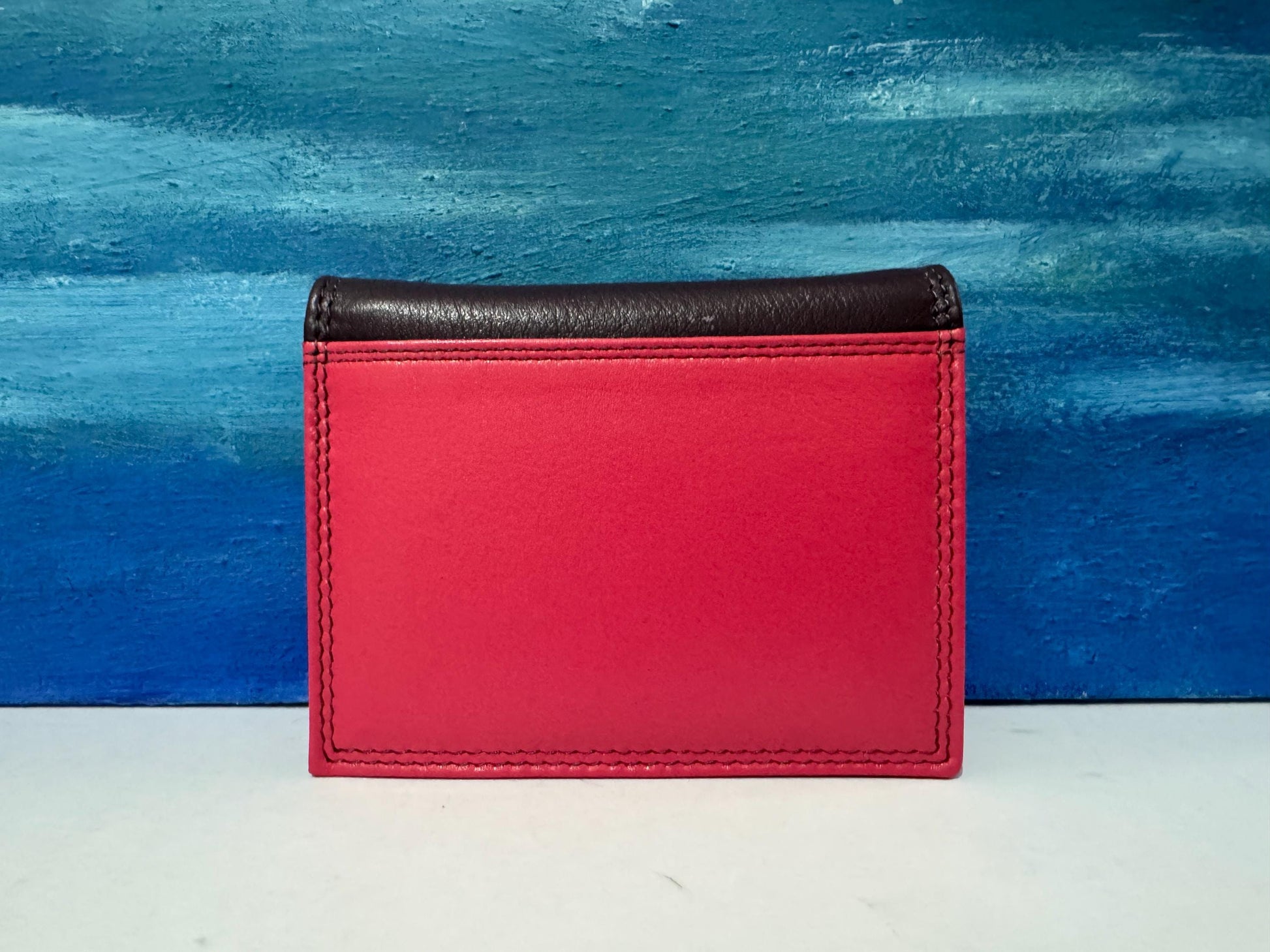 Premium Nappa Leather Wallet - Black & Blue Multi RAFID Block Card Holder - Mother's Day Gift - Slim Credit Card Purse - Gift Boxed (6090)