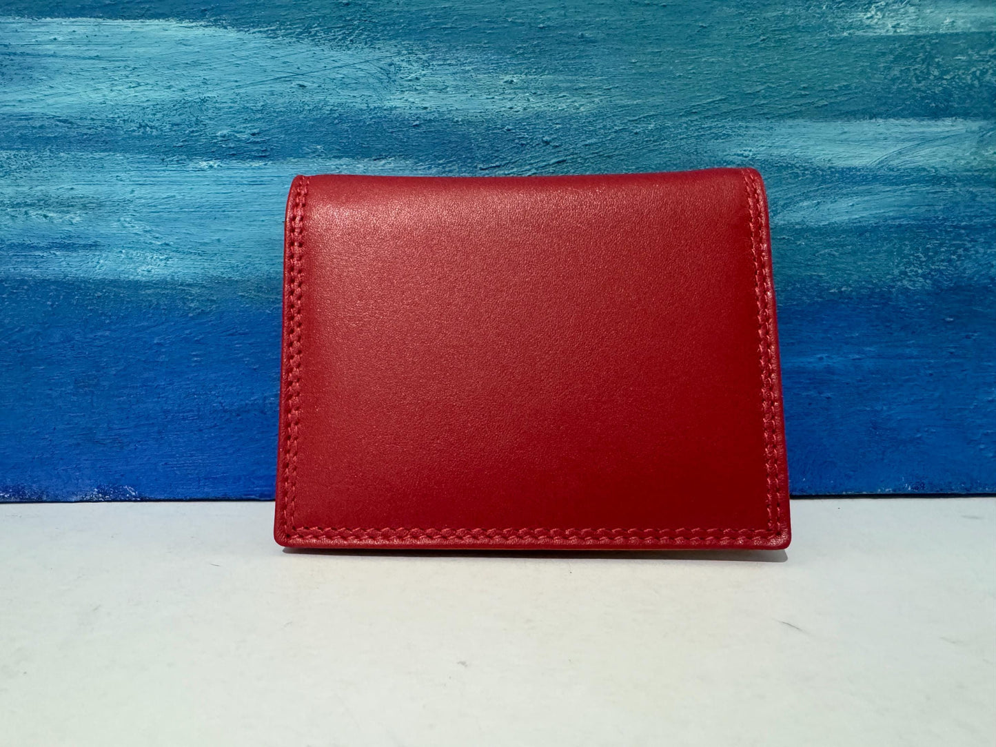 Red/Orange Multi-Color RAFID Block Wallet - Soft Nappa Leather Credit Card Holder - Gift for Mother's Day, Ladies - Boxed