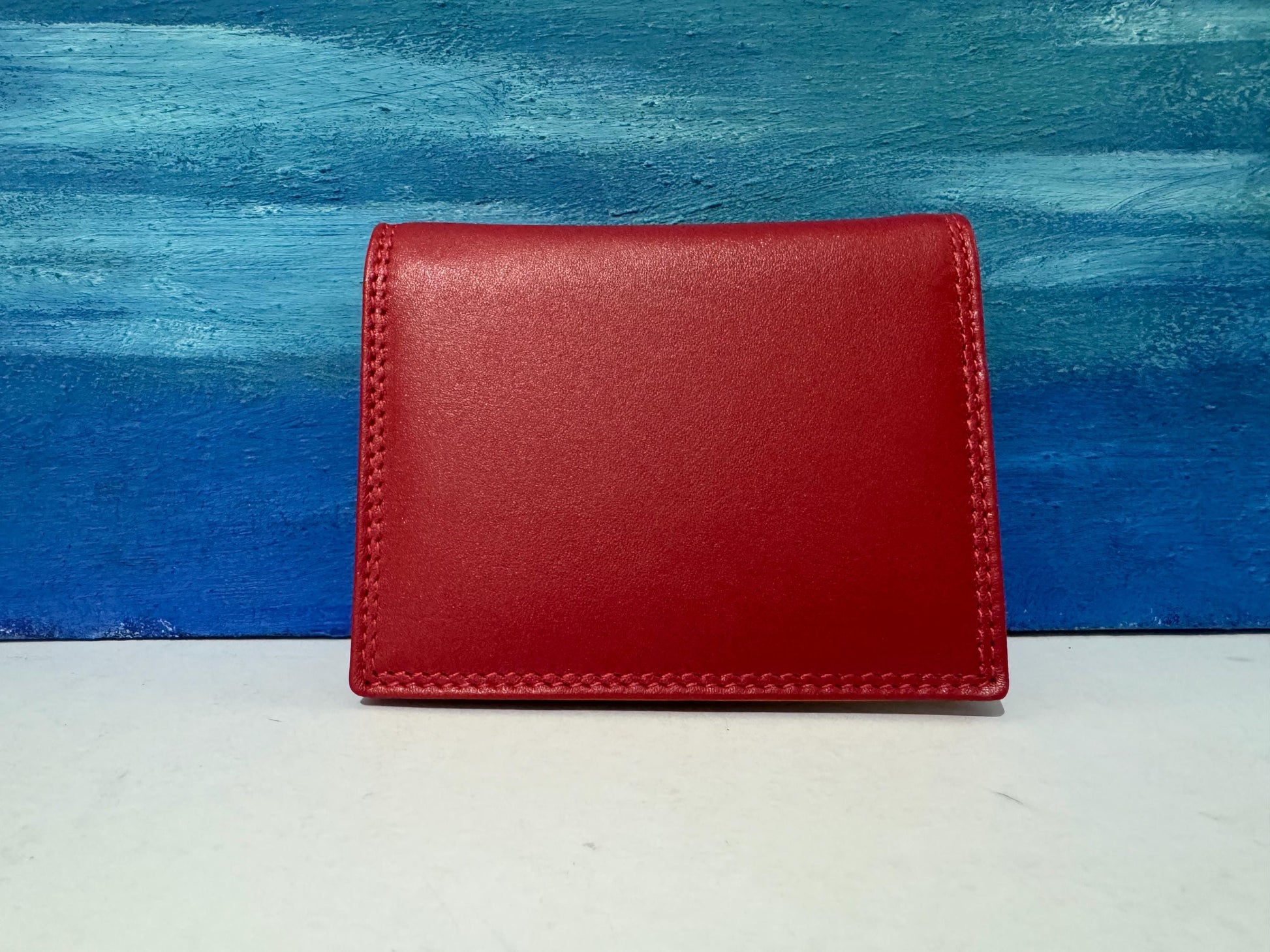 Red/Orange Multi-Color RAFID Block Wallet - Soft Nappa Leather Credit Card Holder - Gift for Mother's Day, Ladies - Boxed