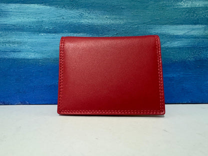 Red/Orange Multi-Color RAFID Block Wallet - Soft Nappa Leather Credit Card Holder - Gift for Mother's Day, Ladies - Boxed
