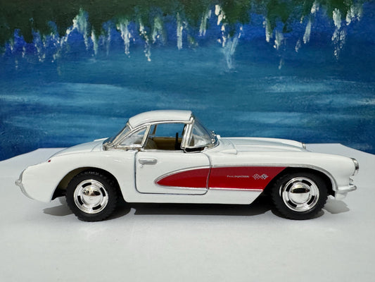 1957 Chevrolet Corvette Diecast Model Car 1:34 – Vintage 50s Metal Car Model Collectible Gift for Him Dad Grandad Man Cave Decor Gift Sleeve