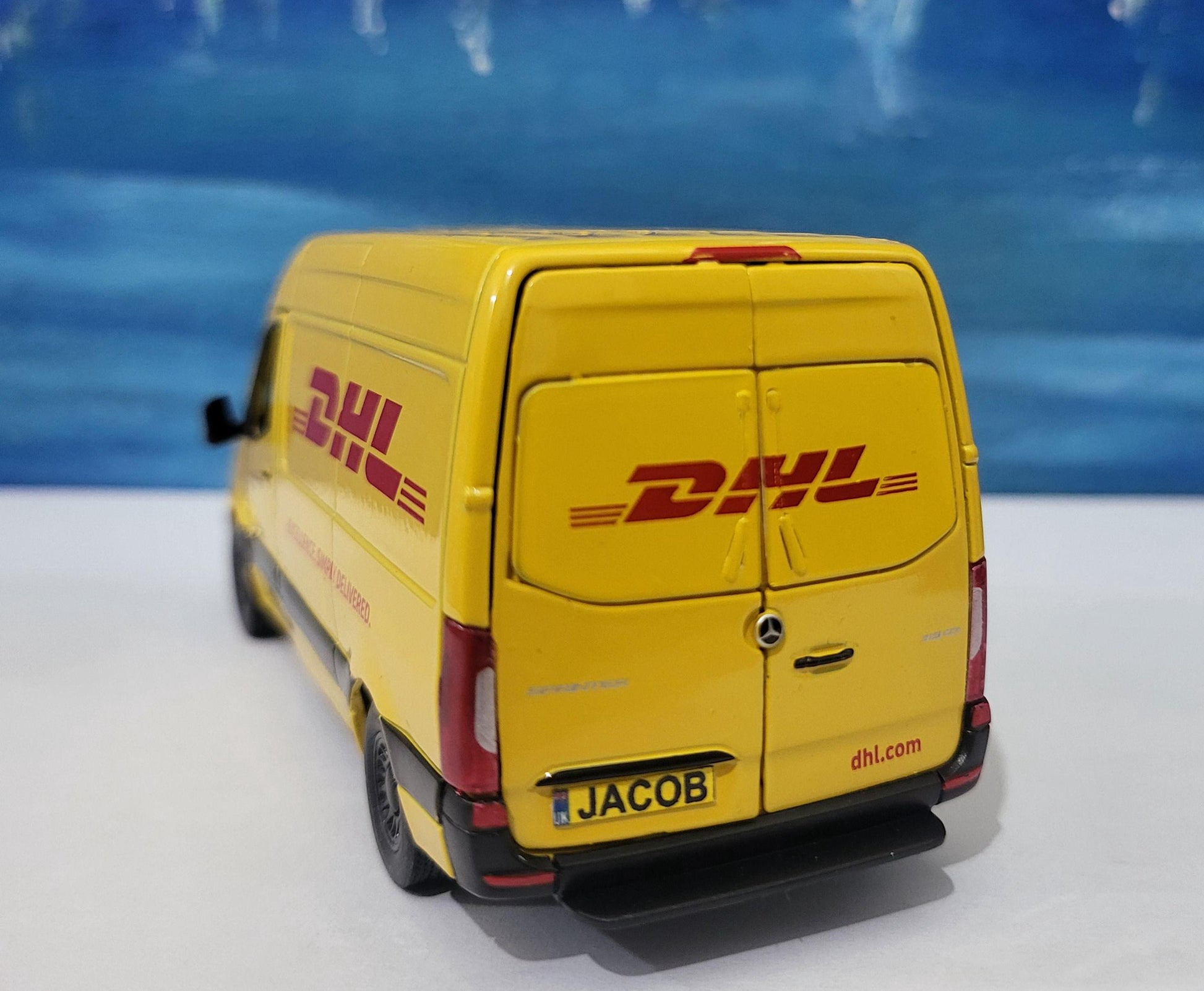 PERSONALISED NAME sprinter Van Mercedes DHL, toy car & van Model boy girl dad mom grandad brother birthday Christmas New birthday gift