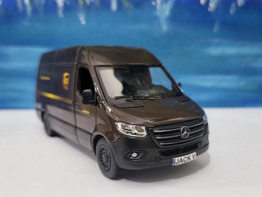 PERSONALISED NAME sprinter Van Mercedes UPS, toy van Model boy girl dad mom grandad brother birthday Christmas New birthday gift sleeve