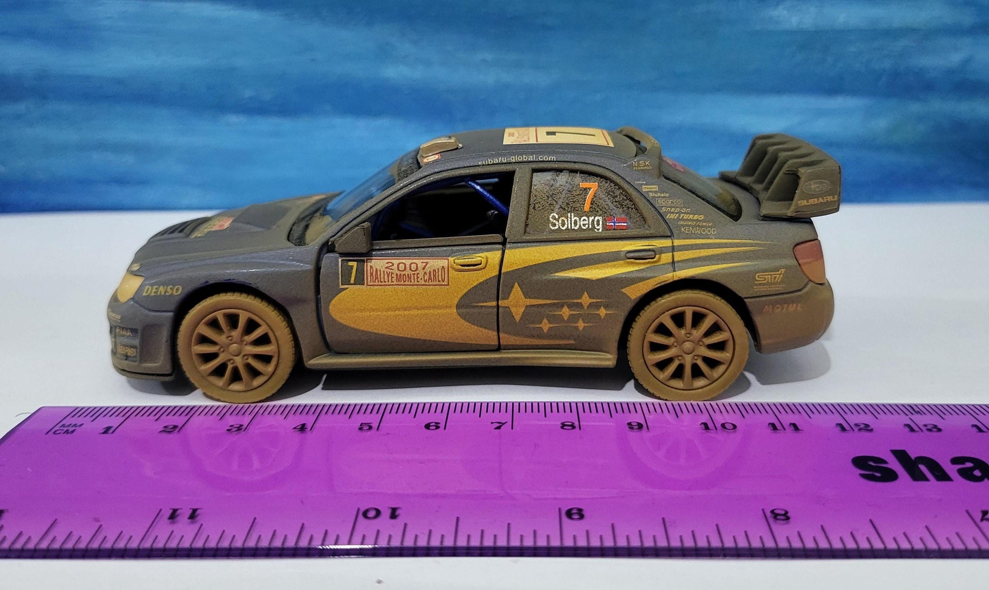 MUD Rally Personalized Subaru Impreza Toy Car Model boy girl dad mom uncle grandad brother birthday gift present NEW! Sleeves.