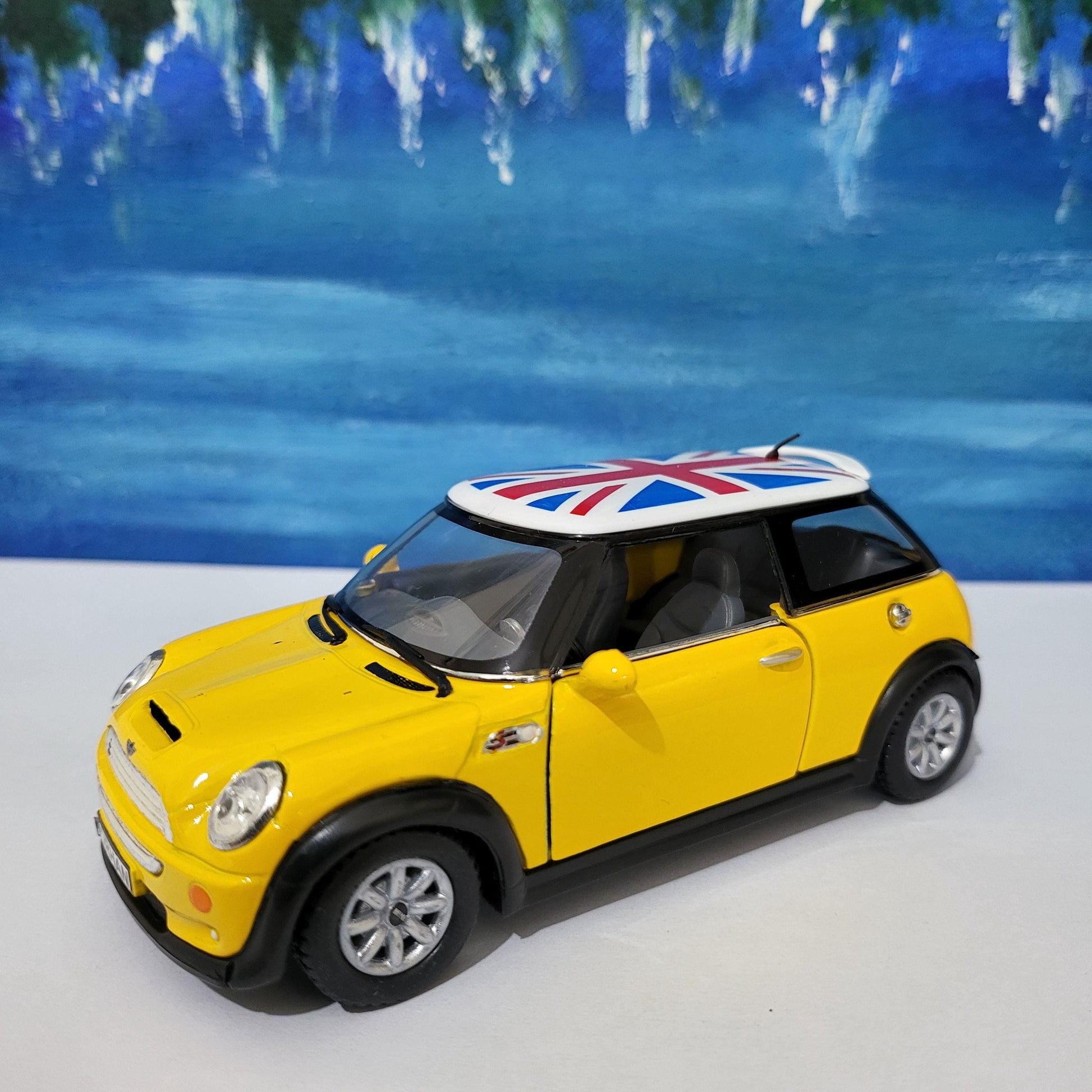 PERSONALIZED PLATES Yellow Mini Cooper S Toy Car Model boy girl dad mom uncle grandad brother sister birthday present NEW cake topper