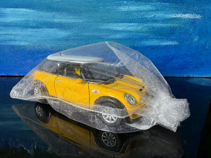 Yellow Mini Cooper S Diecast Car 1:28 Scale – Collectible Model with Custom Name Plate, Toy Car Gift, Mini Cooper Model Display Gift Sleeves
