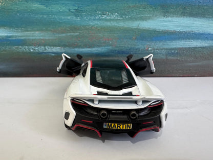 Personalised McLaren 675LT Display Plate – 1:34 Scale Model Car Gift for Dad Mom Boy Girl Grandad Uncle Brother Birthday Sleeve Present