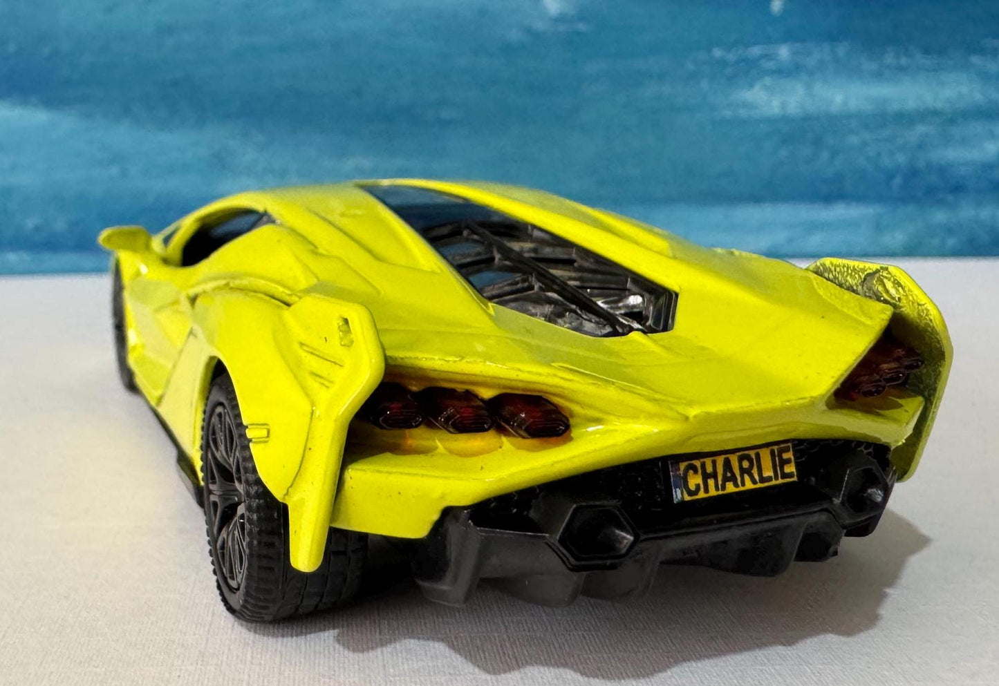 Neon Yellow Lamborghini Sian FKP 37 Licensed Model Car, Personalised Plate, Gift for Boy, Girl, Dad, Mom, Grandad Birthday, Easter gift Box