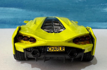 Neon Yellow Lamborghini Sian FKP 37 Licensed Model Car, Personalised Plate, Gift for Boy, Girl, Dad, Mom, Grandad Birthday, Easter gift Box