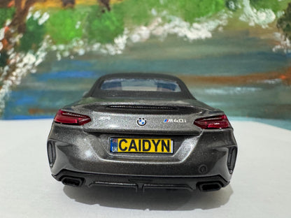 PERSONALISED PLATES Graphite BMW Z4 M40i Model - Licensed Toy Car Gift for Dad, Boy, Girl - Christmas Birthday Present Gift Sleeves
