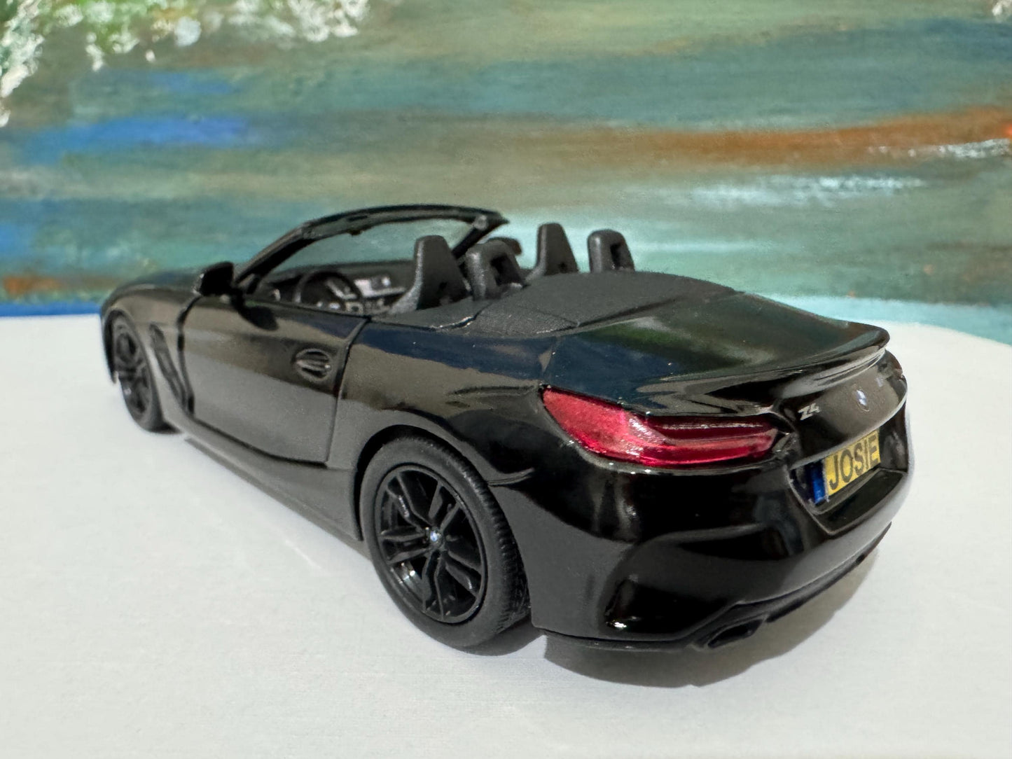 PERSONALISED PLATES Licensed Black BMW Z4 M40i Toy Car Model boy girl dad mom uncle grandad brother Easter birthday gift present New!