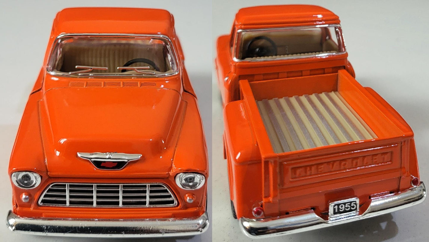 1955 Chevy Stepside Pickup 1:32 Diecast – Official Licensed Pull-Back Toy, Opening Doors – Blue/Cream Gift for Collectors, Kids Gift Sleeves