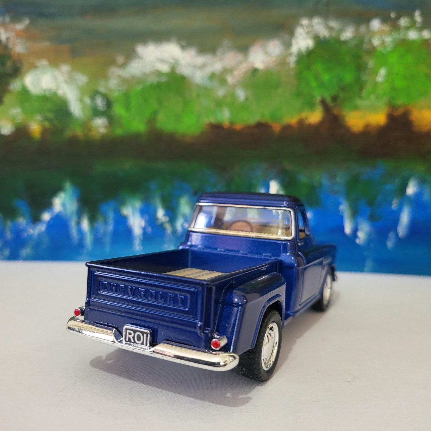 Personalized Name 1955 Chevy Stepside Pickup 1:32 Diecast – Kinsmart Licensed Pull-Back Toy – Gift Sleeve (4 Colors) – Custom Boy's Car Gift