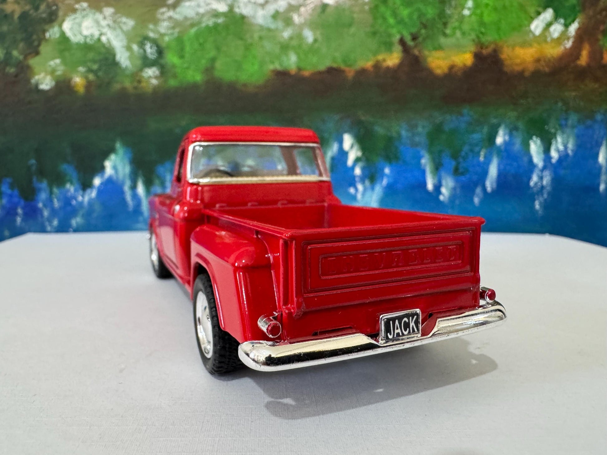 Personalized Name 1955 Chevy Stepside Pickup 1:32 Diecast – Kinsmart Licensed Pull-Back Toy – Gift Sleeve (4 Colors) – Custom Boy's Car Gift