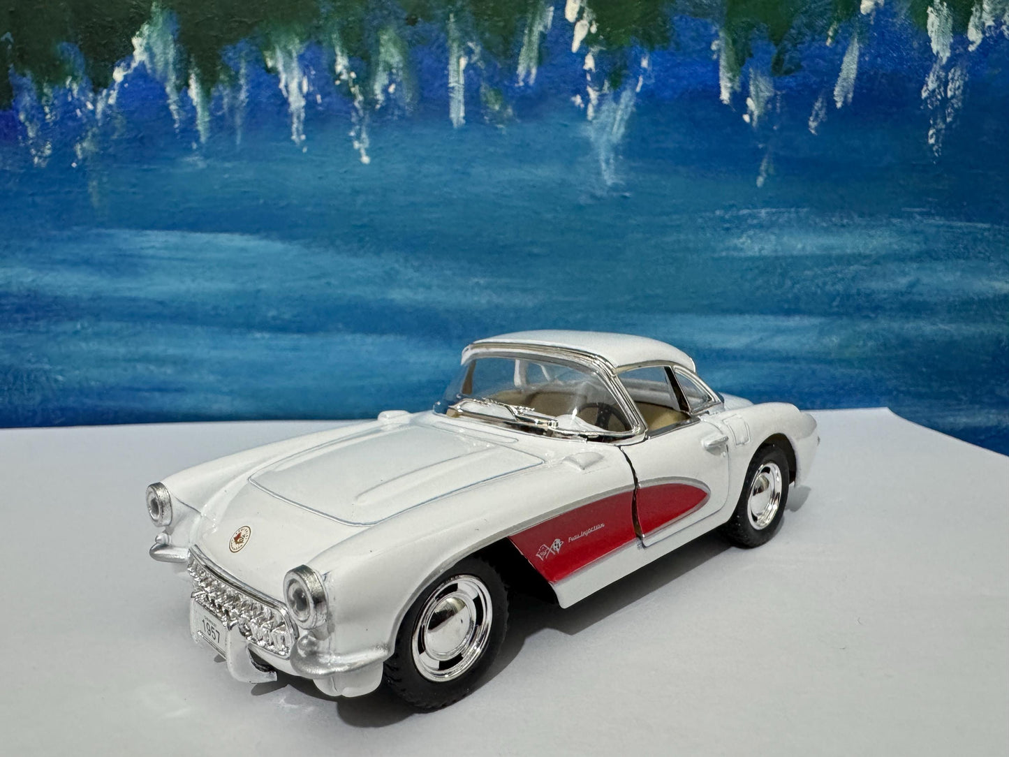 1957 Chevrolet Corvette Diecast Model Car 1:34 – Vintage 50s Metal Car Model Collectible Gift for Him Dad Grandad Man Cave Decor Gift Sleeve