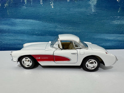 1957 Chevrolet Corvette Diecast Model Car 1:34 – Vintage 50s Metal Car Model Collectible Gift for Him Dad Grandad Man Cave Decor Gift Sleeve