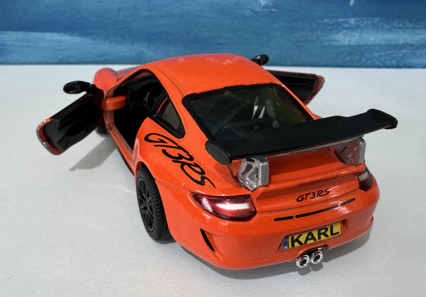 Licensed Porsche GT3 RS Model Car PERSONALISED PLATE boy girl husband wife uncle grandad brother wedding/anniversary gift - Orange Sleeves