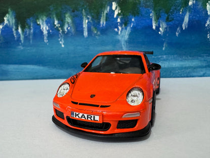 Licensed Porsche GT3 RS Model Car PERSONALISED PLATE boy girl husband wife uncle grandad brother wedding/anniversary gift - Orange Sleeves