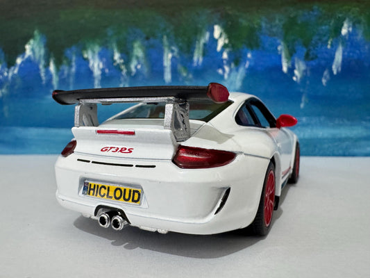 White Porsche GT3 RS Model Car ANY NAME boy girl husband wife uncle cousin, nephew, niece brother wedding gift cake toppers - Sleeves