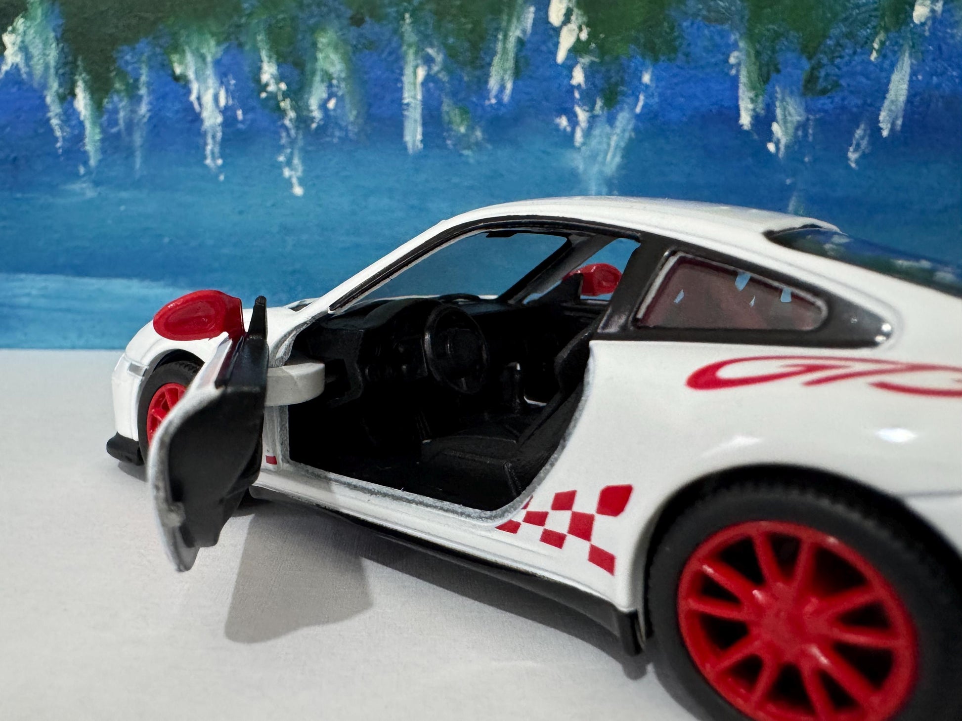 White Porsche GT3 RS Model Car ANY NAME boy girl husband wife uncle cousin, nephew, niece brother wedding gift cake toppers - Sleeves