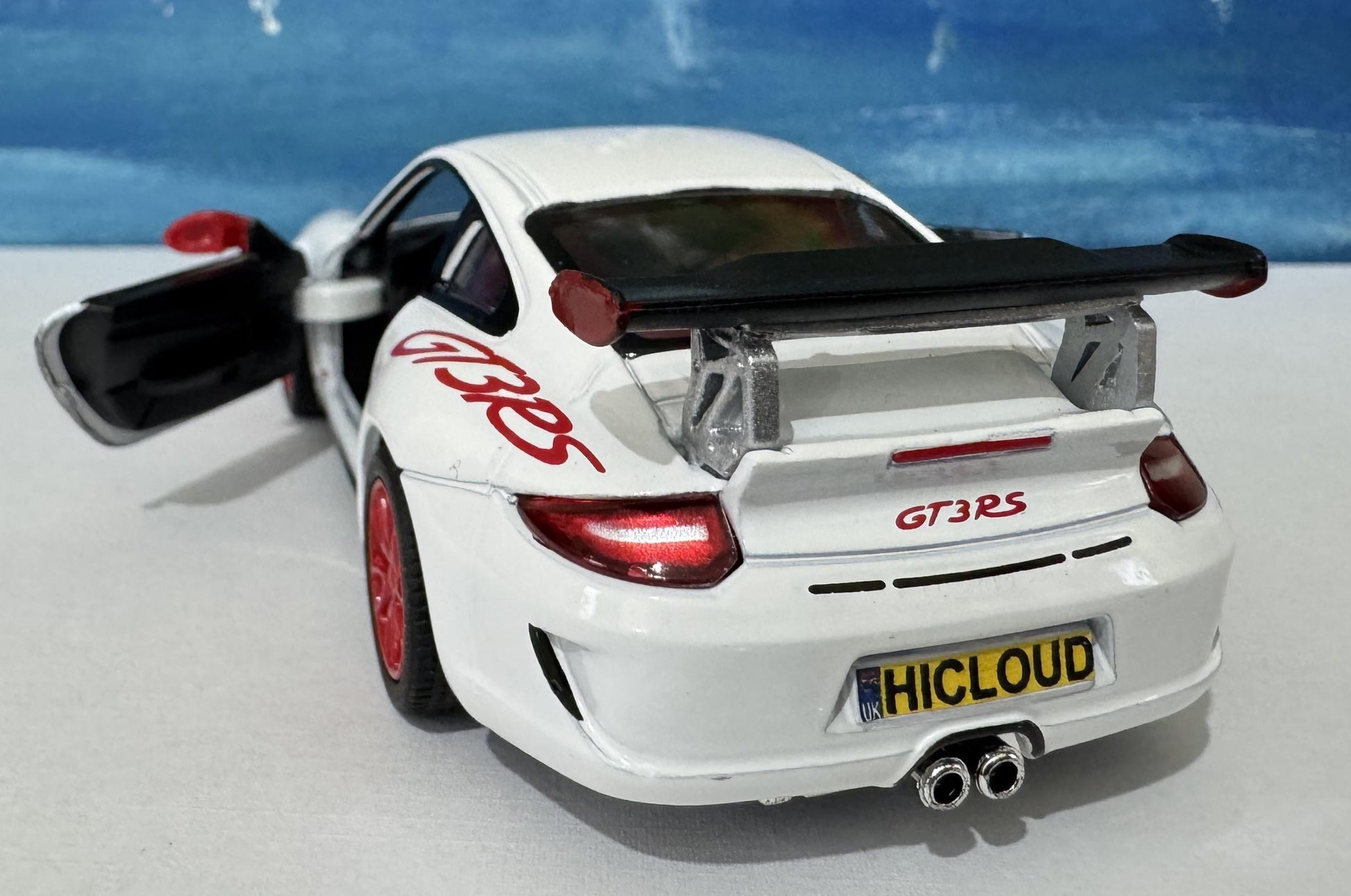 White Porsche GT3 RS Model Car ANY NAME boy girl husband wife uncle cousin, nephew, niece brother wedding gift cake toppers - Sleeves