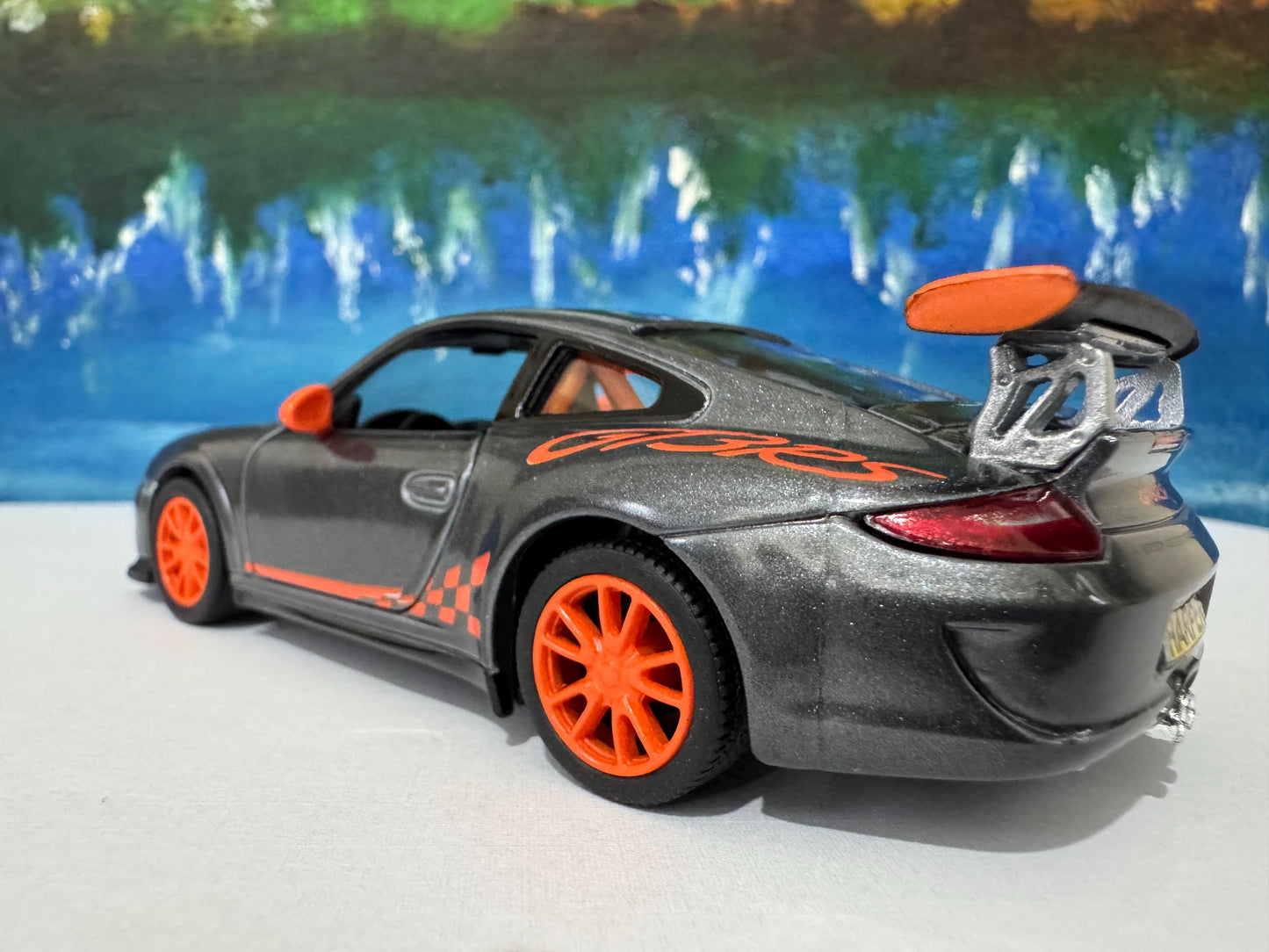 Porsche GT3 RS Model Car YOUR NAME Plate boy girl friend husband wife uncle cousin, nephew, niece brother special occasion gift-Grey Sleeves