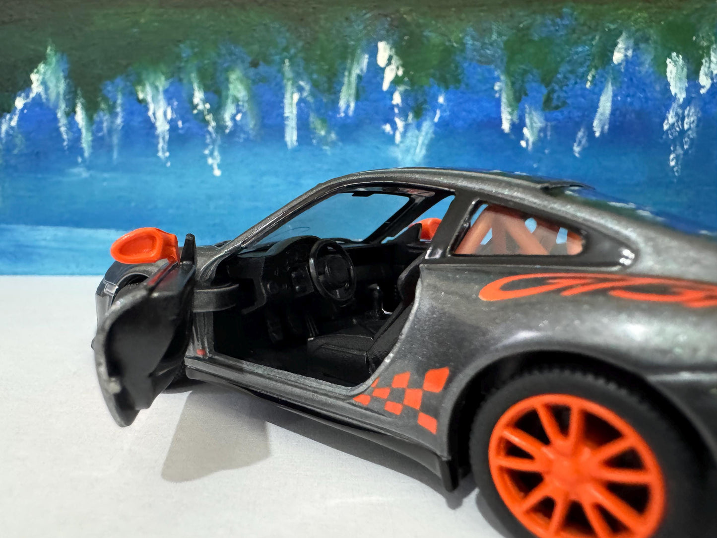 Porsche GT3 RS Model Car YOUR NAME Plate boy girl friend husband wife uncle cousin, nephew, niece brother special occasion gift-Grey Sleeves