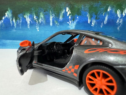 Porsche GT3 RS Model Car YOUR NAME Plate boy girl friend husband wife uncle cousin, nephew, niece brother special occasion gift-Grey Sleeves