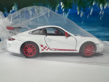White Porsche GT3 RS Model Car ANY NAME boy girl husband wife uncle cousin, nephew, niece brother wedding gift cake toppers - Sleeves