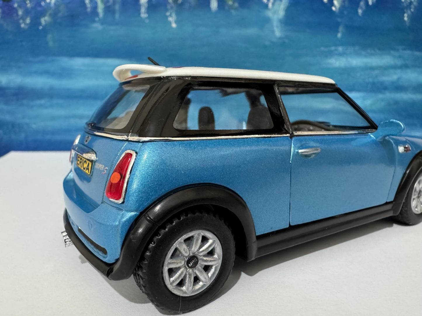 Your Name Blue Mini Cooper S Toy Car Model boy girl dad mom uncle grandad brother sister birthday gift present NEW cake topper Gift Sleeves