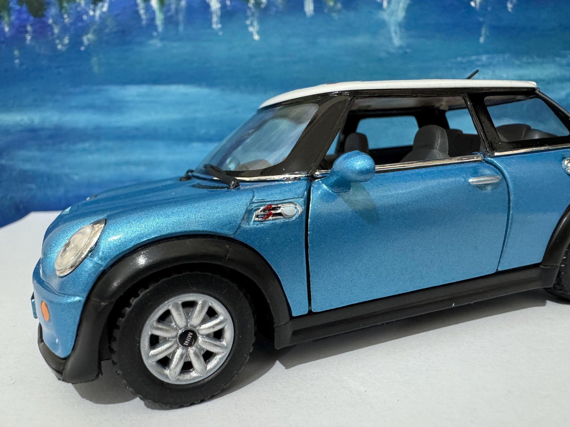 Your Name Blue Mini Cooper S Toy Car Model boy girl dad mom uncle grandad brother sister birthday gift present NEW cake topper Gift Sleeves
