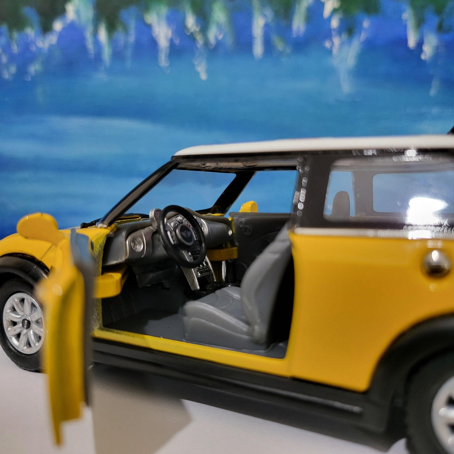 PERSONALIZED PLATES Yellow Mini Cooper S Toy Car Model boy girl dad mom uncle grandad brother sister birthday present NEW cake topper