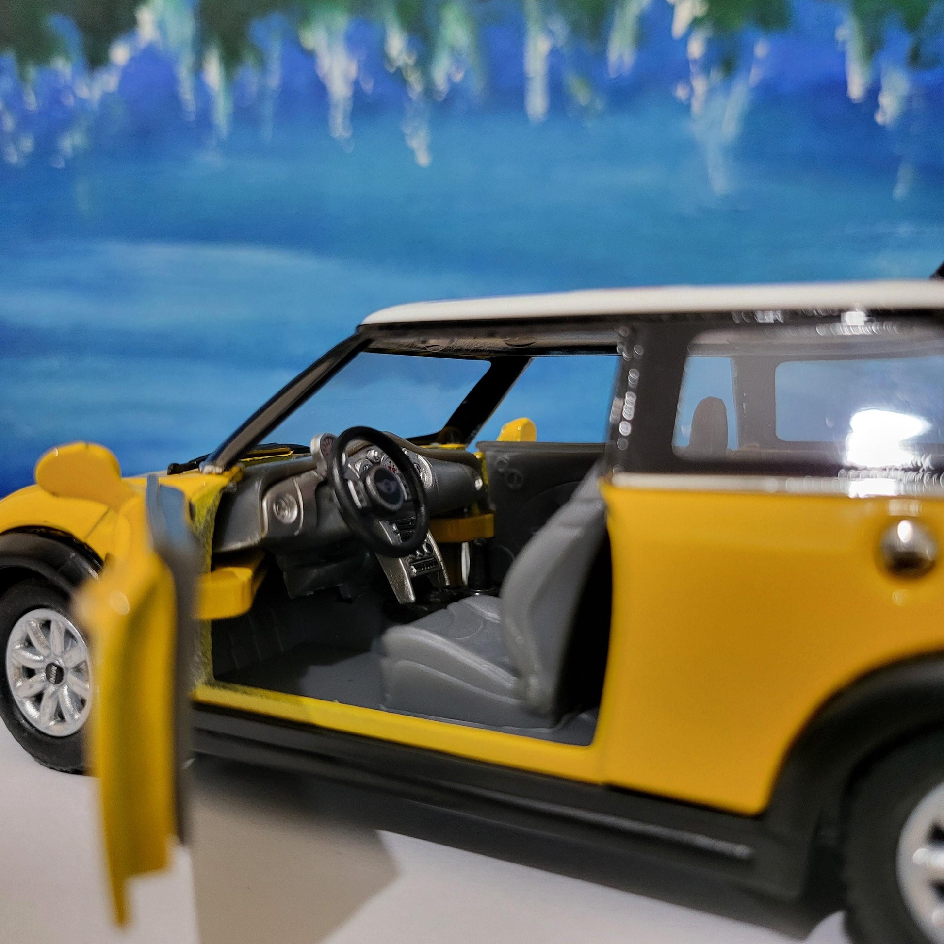 PERSONALIZED PLATES Yellow Mini Cooper S Toy Car Model boy girl dad mom uncle grandad brother sister birthday present NEW cake topper