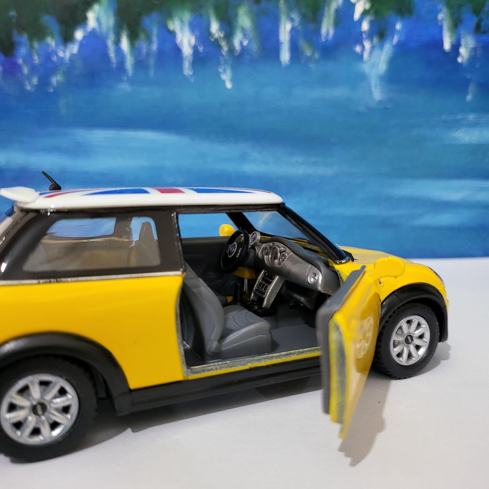 PERSONALIZED PLATES Yellow Mini Cooper S Toy Car Model boy girl dad mom uncle grandad brother sister birthday present NEW cake topper
