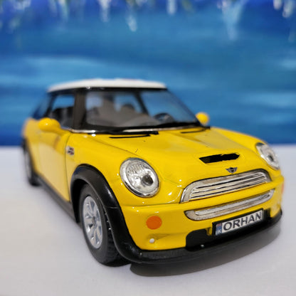 PERSONALIZED PLATES Yellow Mini Cooper S Toy Car Model boy girl dad mom uncle grandad brother sister birthday present NEW cake topper