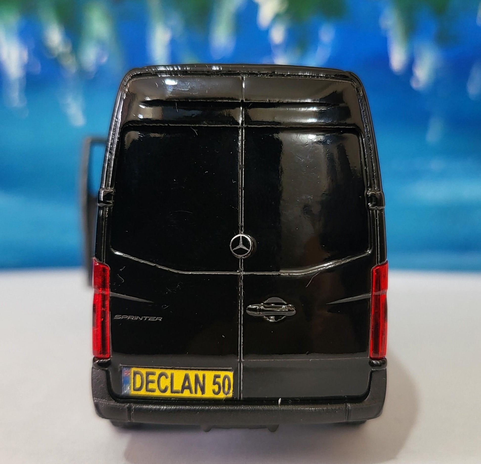 PERSONALISED PLATES sprinter Van Mercedes Model boy girl dad mom uncle grandad brother birthday Easter gift present New BOXED - Black!