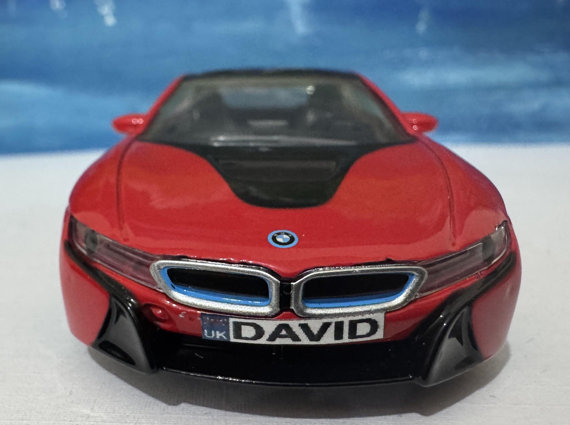 Personalized BMW i8 Model Car - 1:43 Scale Red Diecast Toy - Germany Sports Car by Rastar - Custom Name Gift for Kids & Adults New Boxed