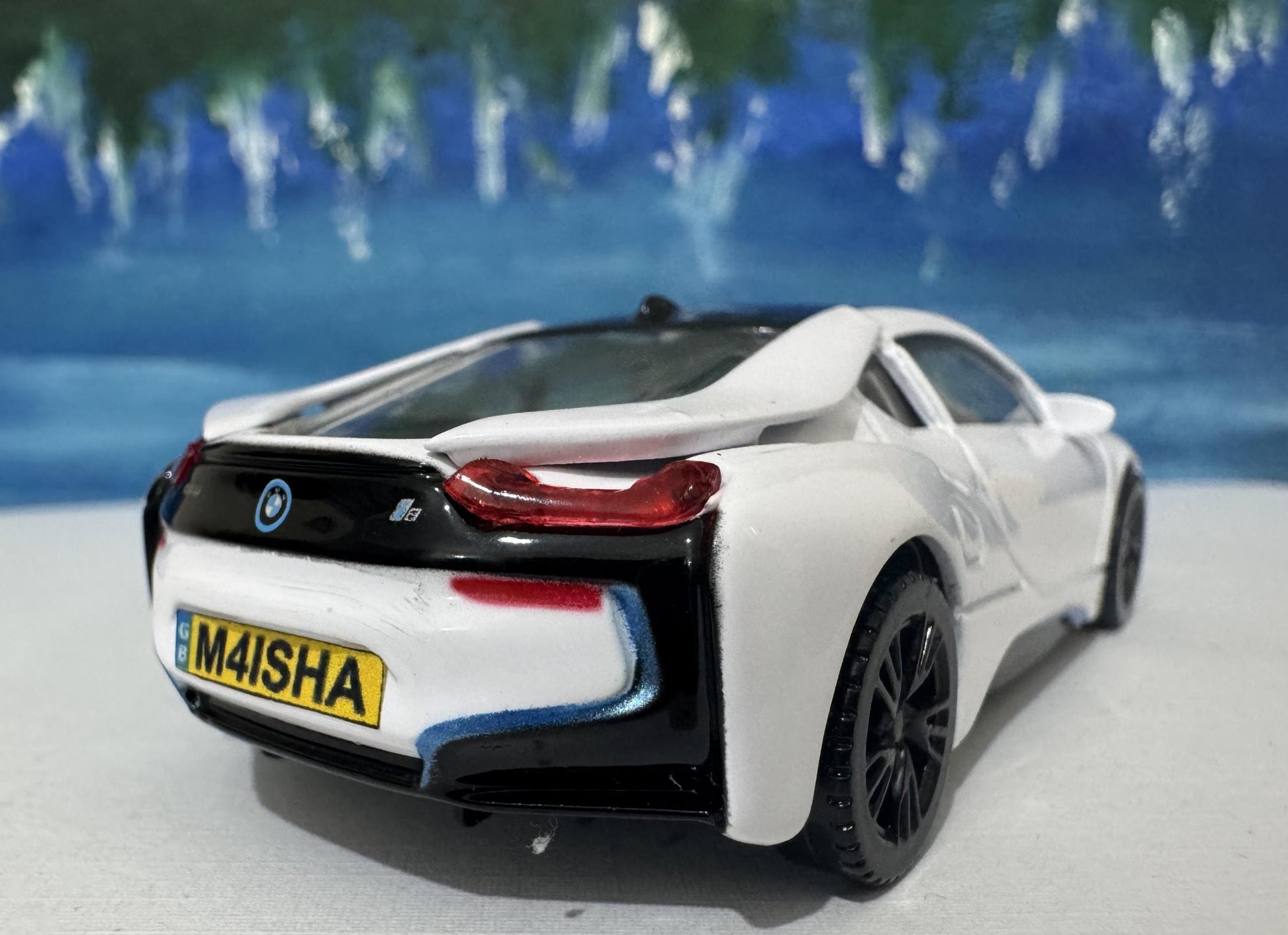 Custom Name BMW i8 Diecast Car Model - 1:43 Scale Blac Germany Sports Toy - Rastar Collectible - Unique Gift for Car Enthusiasts Boxed