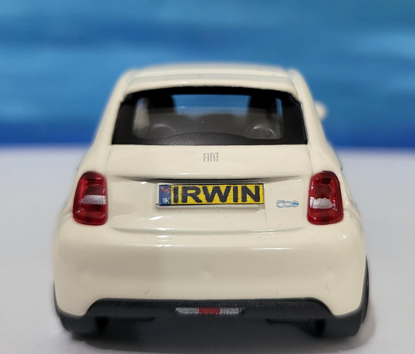 Personalised Plate FIAT 500e Toy Car - 1:43 Scale Model-Gift for Boy, Girl, Dad, Mom, Uncle, Ant, Grandad - Birthday, White - New Boxed