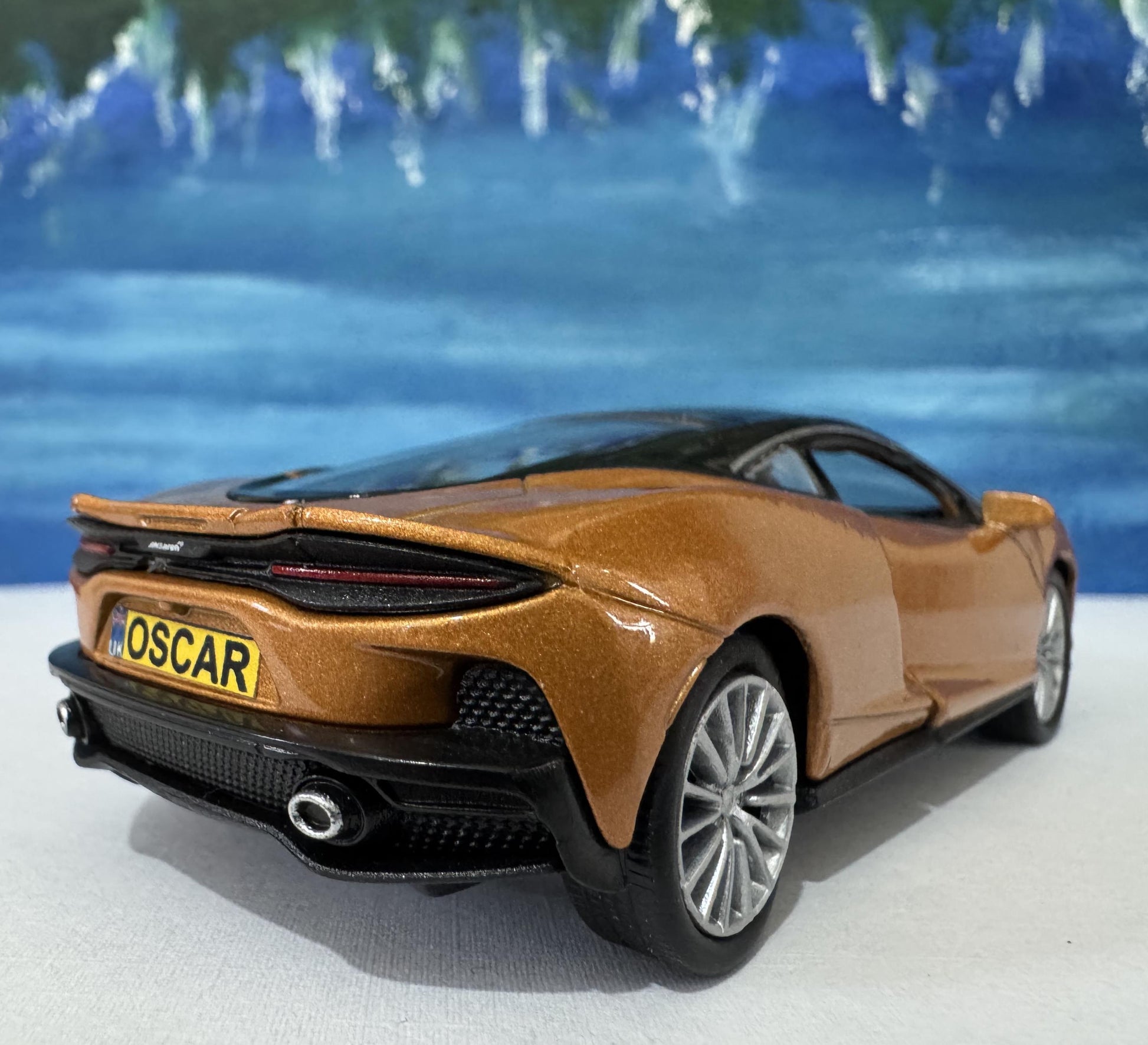PERSONALISED PLATES McLaren GT toy Car Model boy girl dad mom uncle grandad husband wife brother birthday Easter gift present Boxed Bronze
