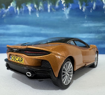 PERSONALISED PLATES McLaren GT toy Car Model boy girl dad mom uncle grandad husband wife brother birthday Easter gift present Boxed Bronze