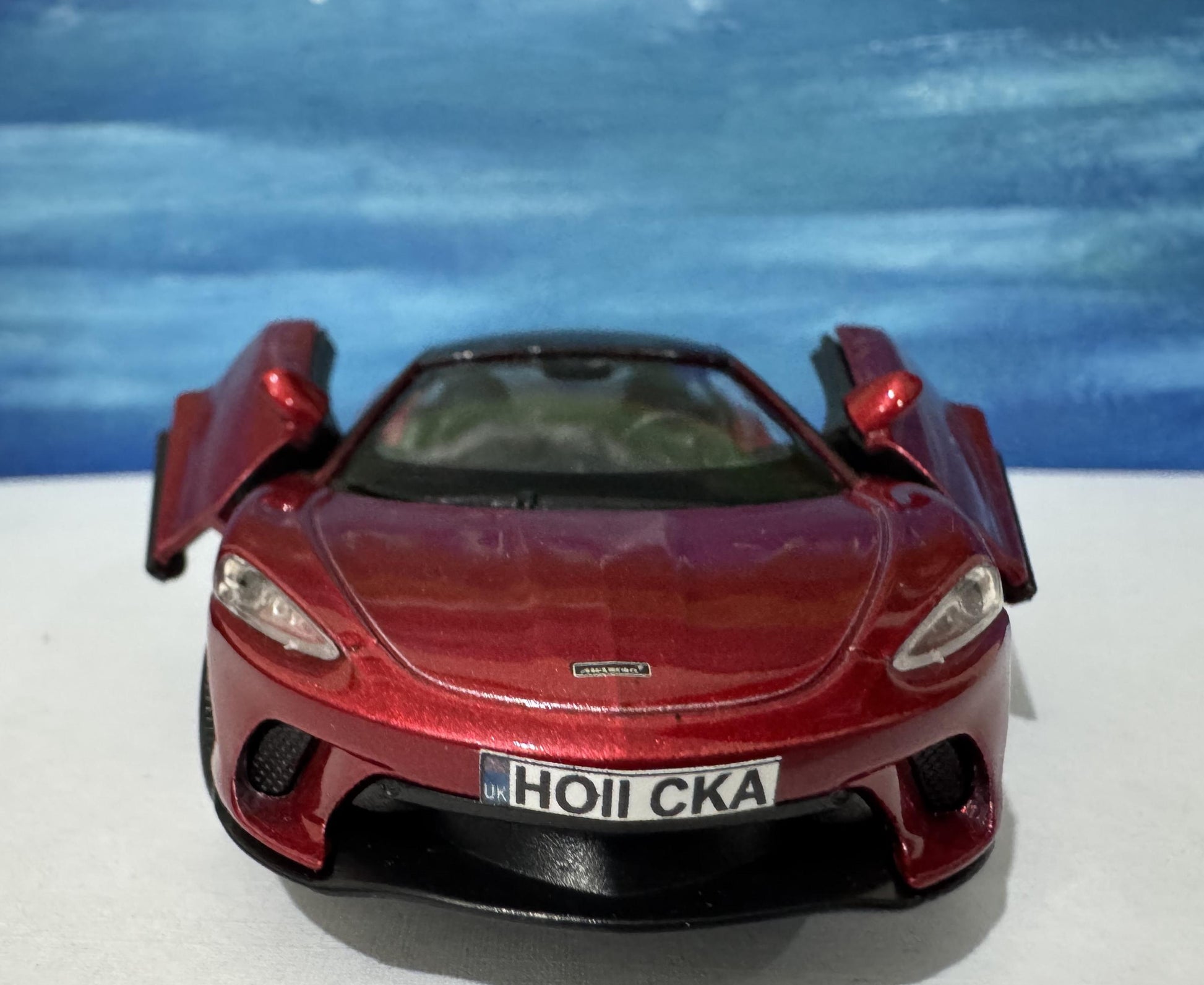 PERSONALISED Toy Car Plate - Red McLaren GT Style - Birthday/Easter Gift for Dad, Boy, Girl, grandad - Custom Number Plate - Boxed Present