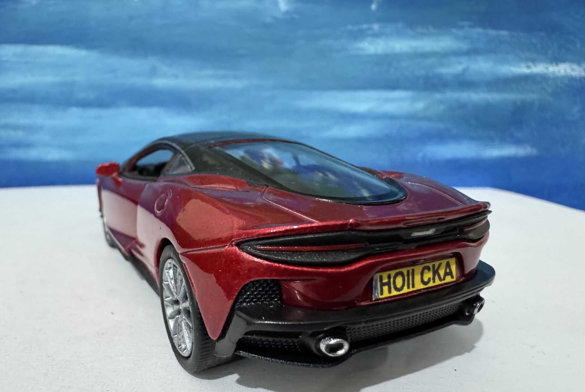 PERSONALISED Toy Car Plate - Red McLaren GT Style - Birthday/Easter Gift for Dad, Boy, Girl, grandad - Custom Number Plate - Boxed Present