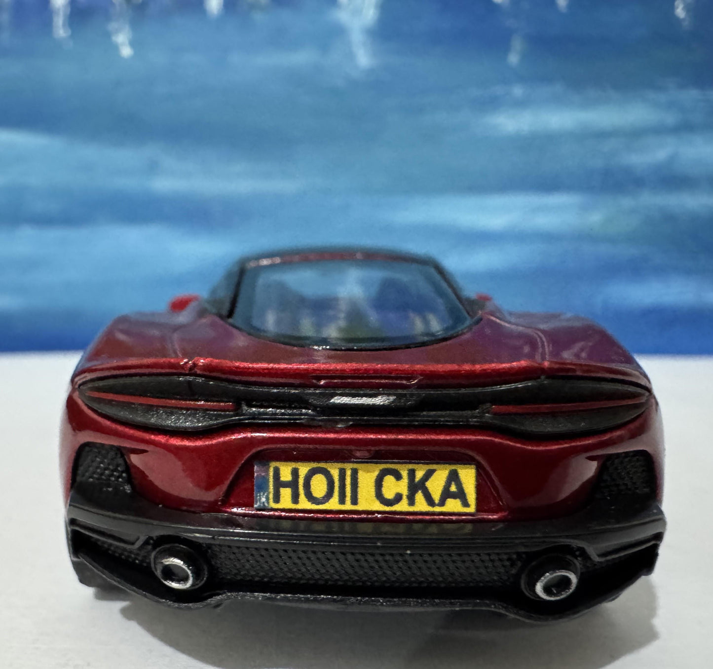 PERSONALISED Toy Car Plate - Red McLaren GT Style - Birthday/Easter Gift for Dad, Boy, Girl, grandad - Custom Number Plate - Boxed Present