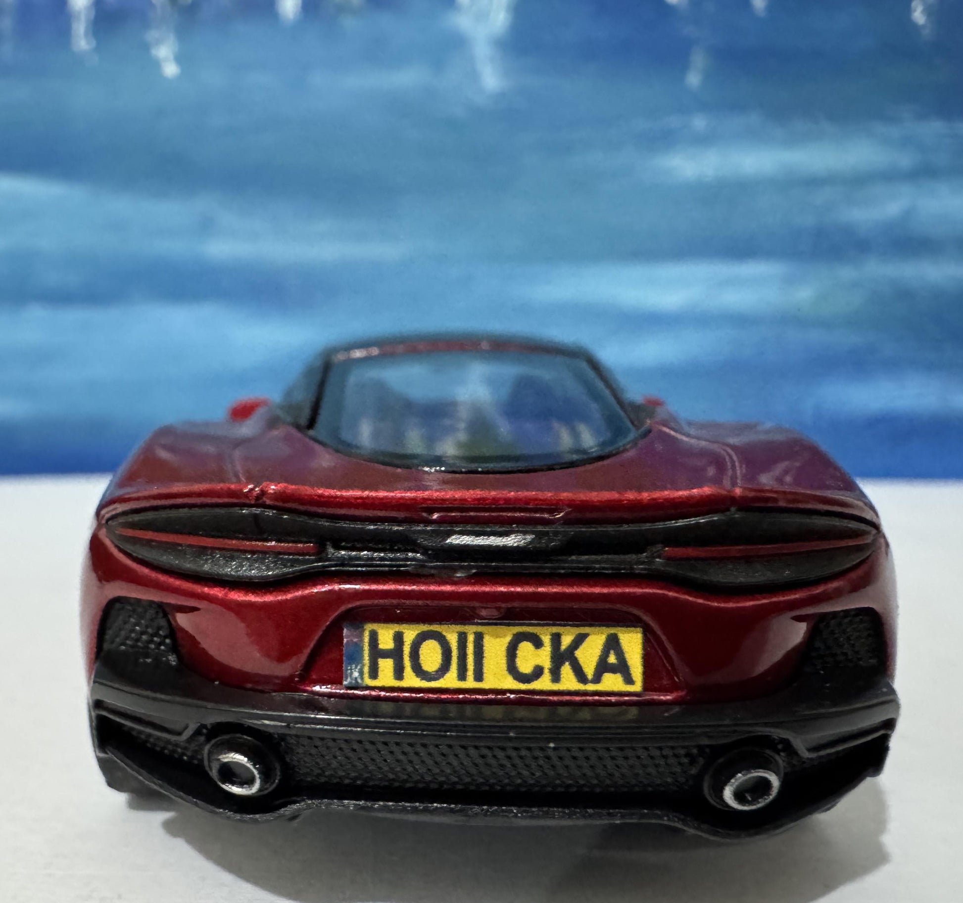 PERSONALISED Toy Car Plate - Red McLaren GT Style - Birthday/Easter Gift for Dad, Boy, Girl, grandad - Custom Number Plate - Boxed Present