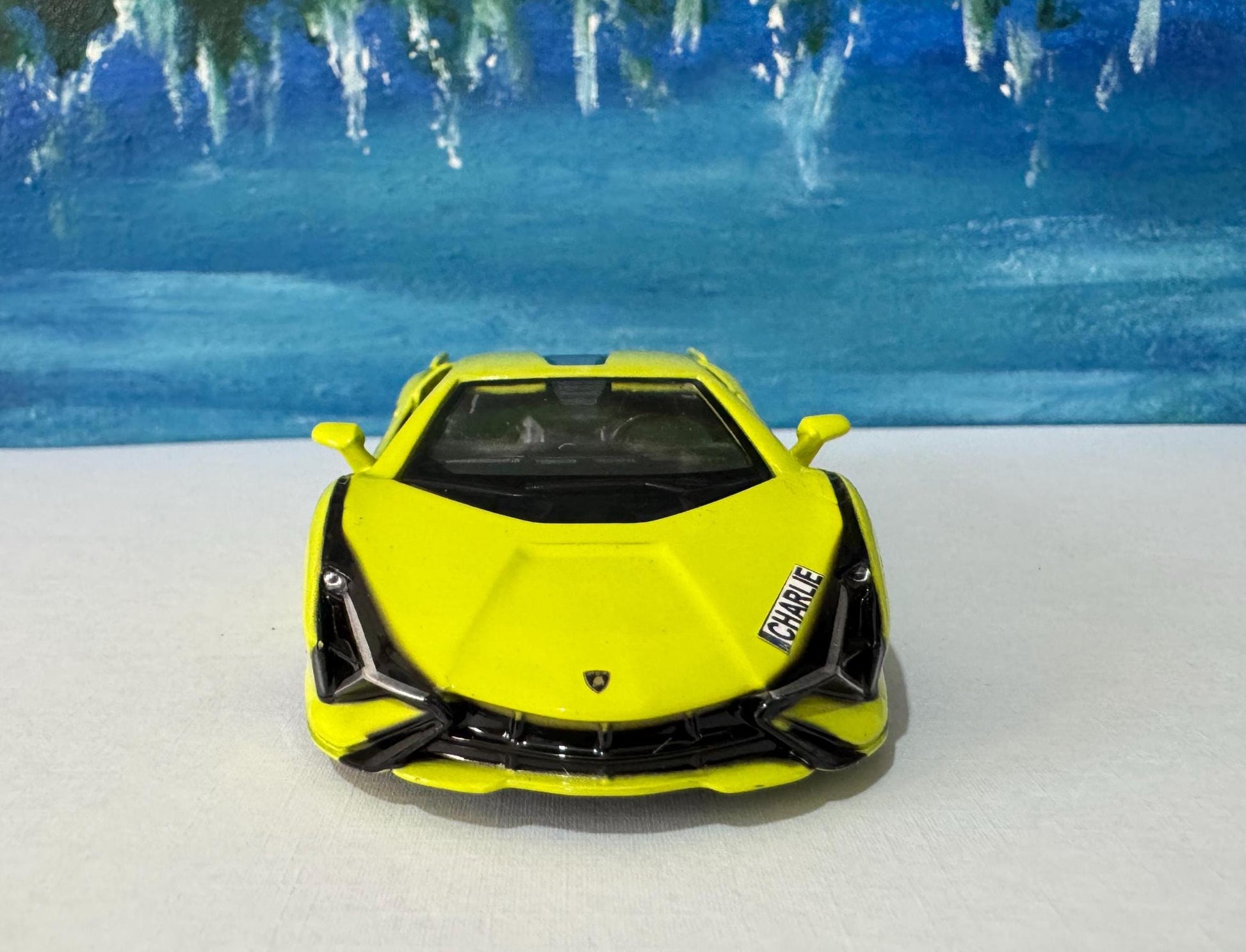 Neon Yellow Lamborghini Sian FKP 37 Licensed Model Car, Personalised Plate, Gift for Boy, Girl, Dad, Mom, Grandad Birthday, Easter gift Box